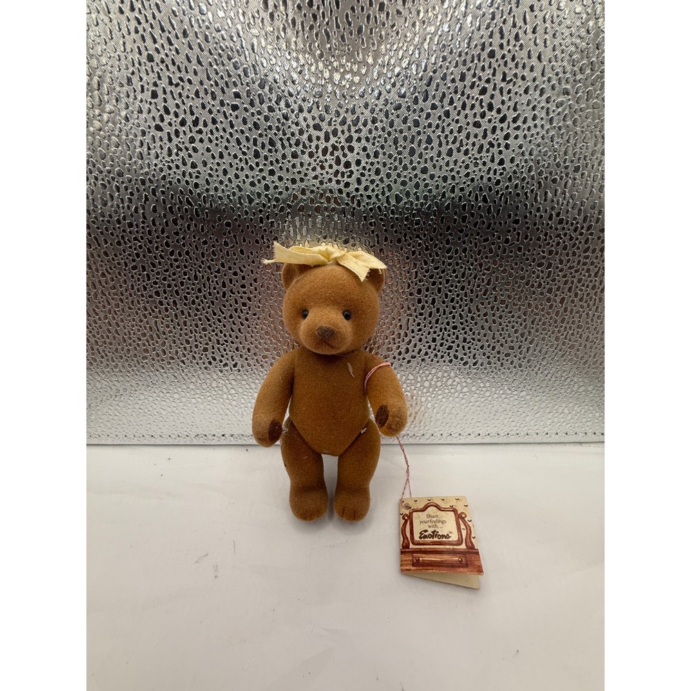 Vintage‎ emotions Miniature Teddy Bear Anniversary Collectible Brown Bow Gift